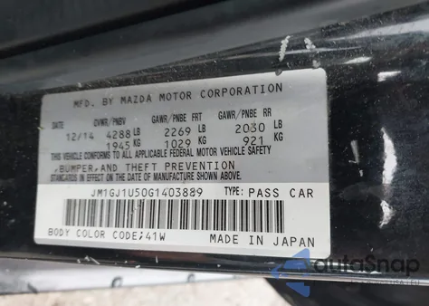 2016 Mazda Mazda6 I Sport from USA, damaged, VIN JM1GJ1U50G1403889
